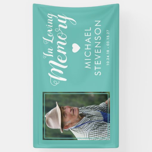 Teal Memory In Loving Memory | Teal Memorial Photo Banner | Zazzle