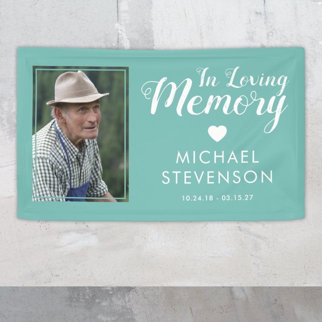 In Loving Memory | Teal Memorial Photo Banner