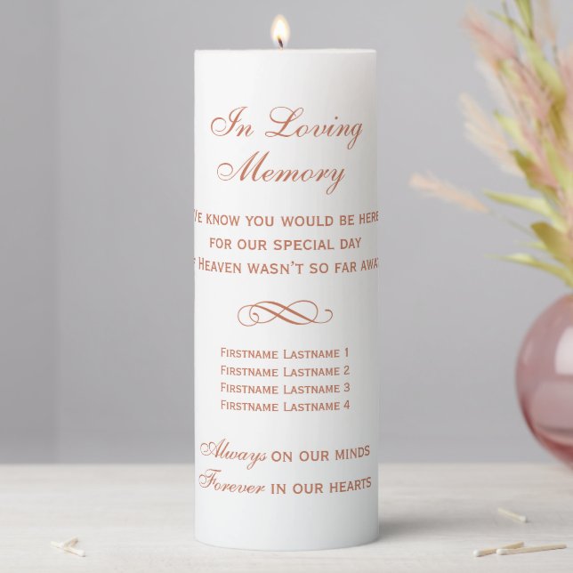 In Loving Memory Terracotta Wedding Memorial Pillar Candle (In Situ)