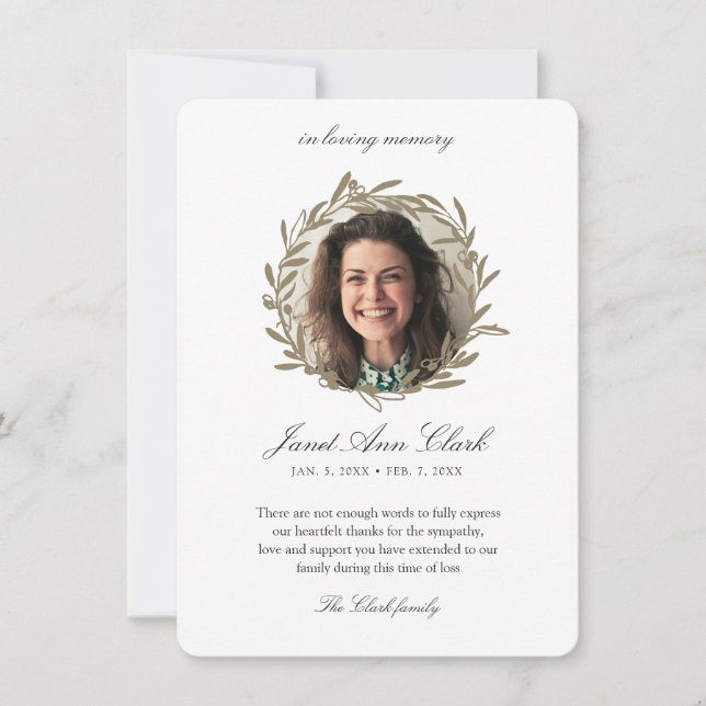 In Loving Memory Thank You Funeral Card (Front)