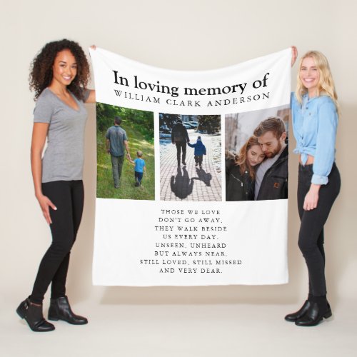 In Loving Memory Three Photo Poem Tribute Blanket