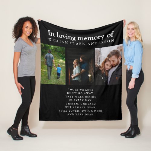 In Loving Memory Three Photo Poem Tribute Blanket