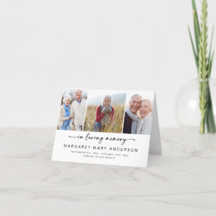 In Loving Memory   Three Photos Funeral Sympathy  Letterpress Thank You Card