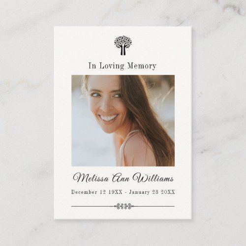 In Loving Memory Tree Funeral Memorial Card