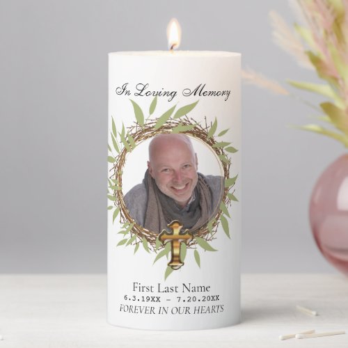 In Loving Memory _  Twig Wreath Pillar Candle