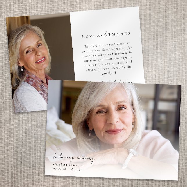 In Loving Memory Two Photo Sympathy Funeral Thank You Card (Creator Uploaded)