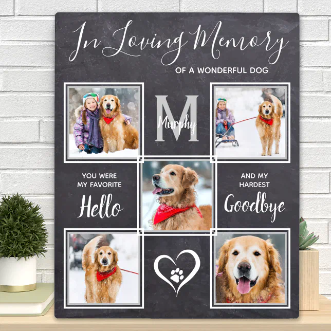 In Loving Memory Unique Photo Collage Dog Memorial Plaque | Zazzle