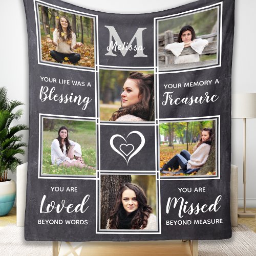 In Loving Memory Unique Photo Collage Memorial Fleece Blanket