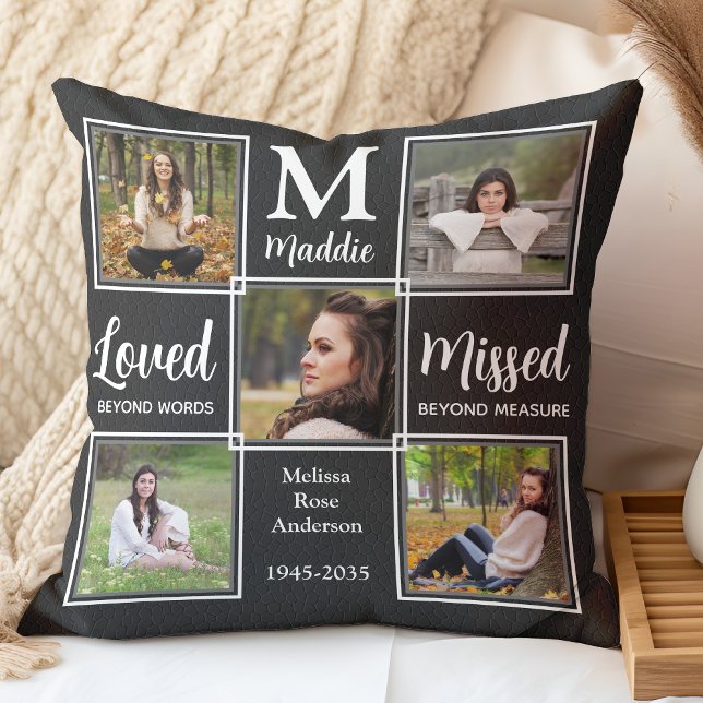 In Loving Memory Unique Photo Collage Memorial Throw Pillow (Creator Uploaded)