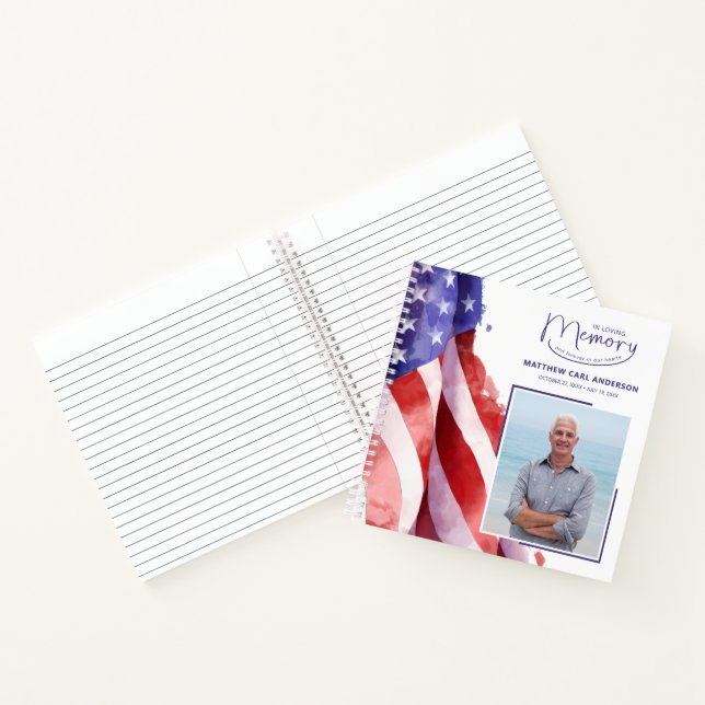 In Loving Memory US Flag Funeral Guest Book (Inside)
