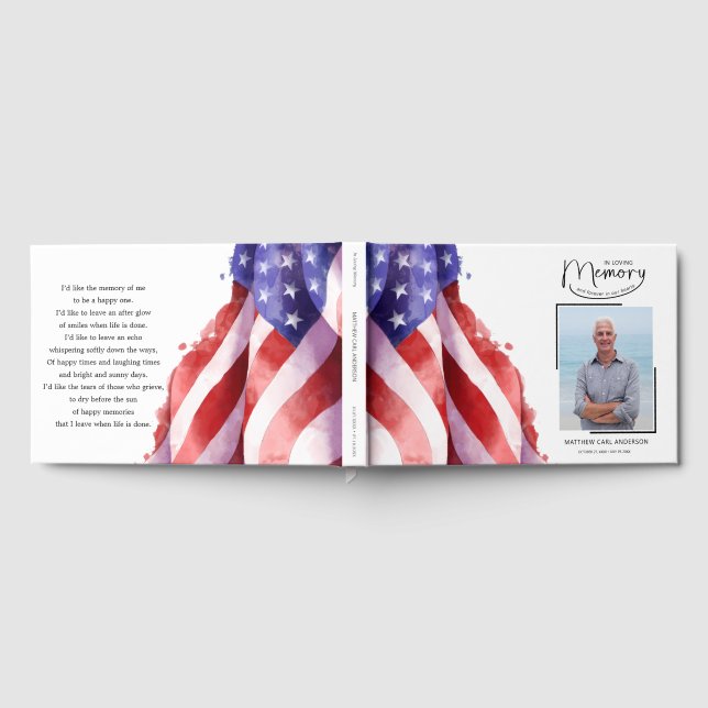 In Loving Memory US Flag Funeral Guest Book (Full)