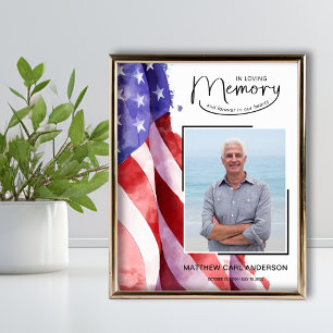 In Loving Memory US Flag Funeral Memorial Poster