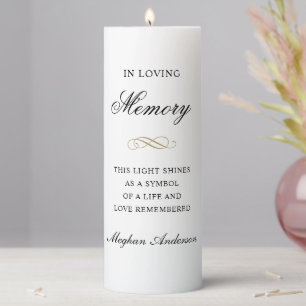 In Loving Memory Verse Black Gold Pillar Candle