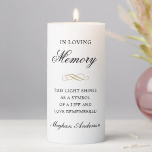 In Loving Memory Verse Black Gold Pillar Candle