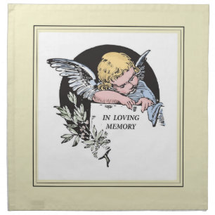 In Loving Memory Vintage Angel, Remembrance, Gold Cloth Napkin