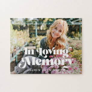 In Loving Memory Vintage Retro Memorial Photo Jigsaw Puzzle