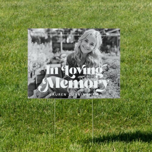 In Loving Memory Vintage Retro Memorial Photo Sign