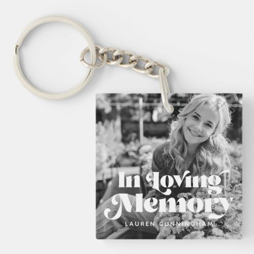 In Loving Memory Vintage Retro Photo Memorial Keychain