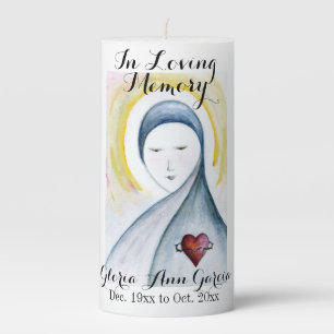 In Loving Memory-Virgin Mary Elegant Memorial Pillar Candle