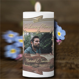 In Loving Memory Waves 0893 Pillar Candle