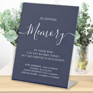 In Loving Memory Wedding Memorial Navy Blue  Pedestal Sign