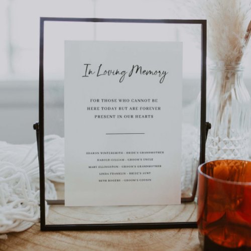 In Loving Memory Wedding Memorial Remembrance Sign