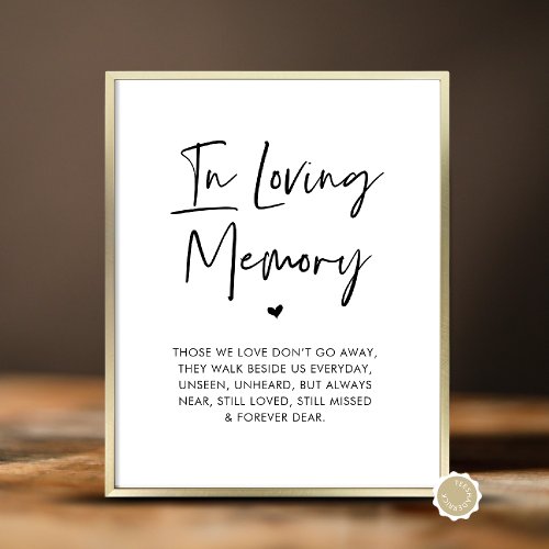 In Loving Memory Wedding Memorial Table Poster