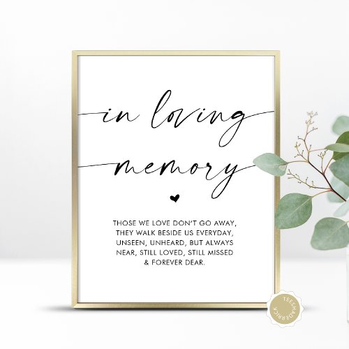 In Loving Memory Wedding Memorial Table Poster