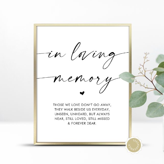 In Loving Memory, Wedding Memorial Table Poster (In Loving Memory, Wedding Memorial Table Sign, Unseen, Unheard, Forever Dear, Digital Download)