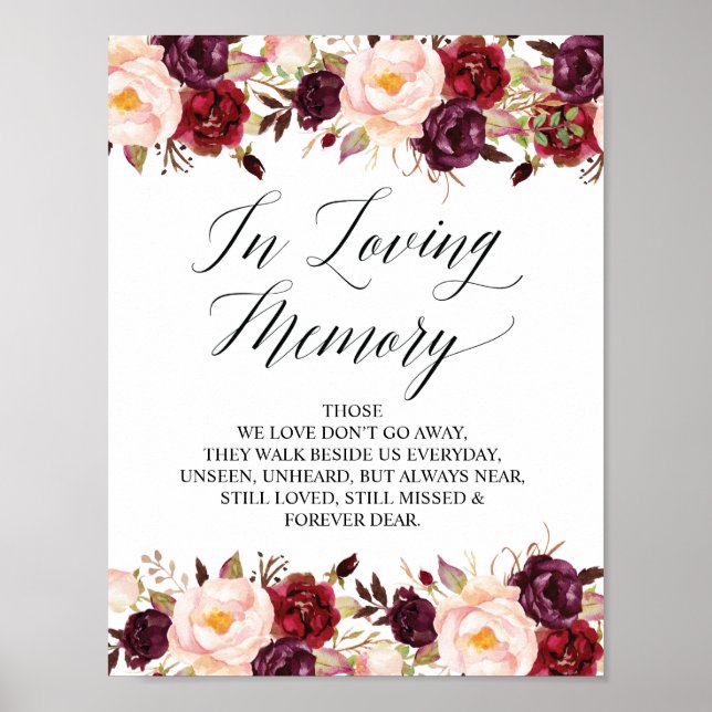 In loving memory Wedding Memorial Table Sign (Front)