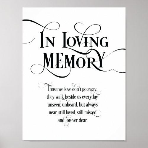 In loving memory Wedding Memorial Table Sign