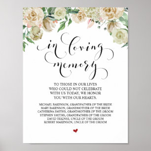 In loving memory Wedding Memorial Table Sign
