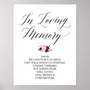 In loving memory Wedding Memorial Table Sign