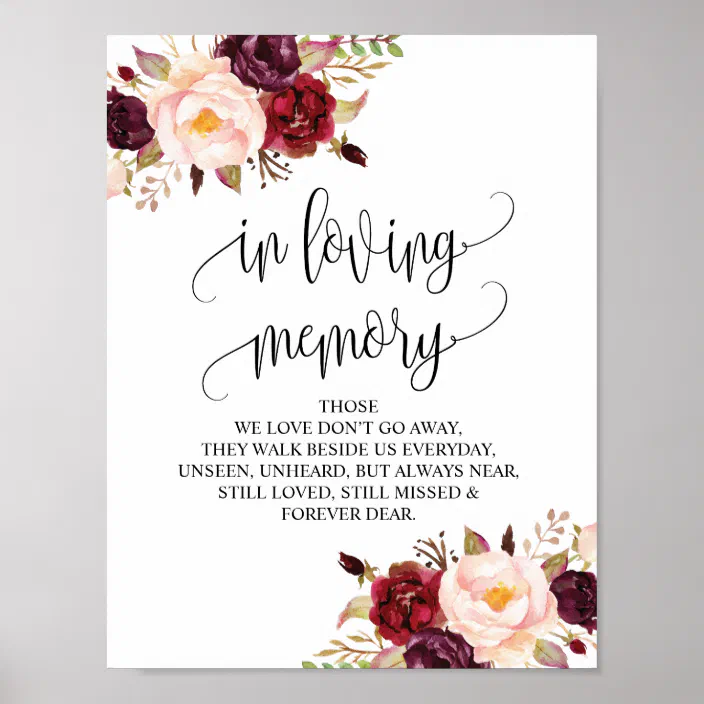 In Loving Memory Wedding Memorial Table Sign V10 Zazzle Com