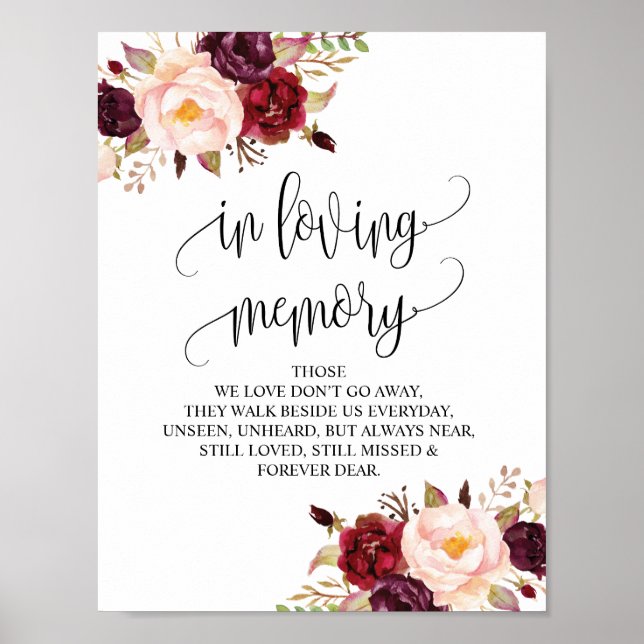 In loving memory Wedding Memorial Table Sign v11 (Front)