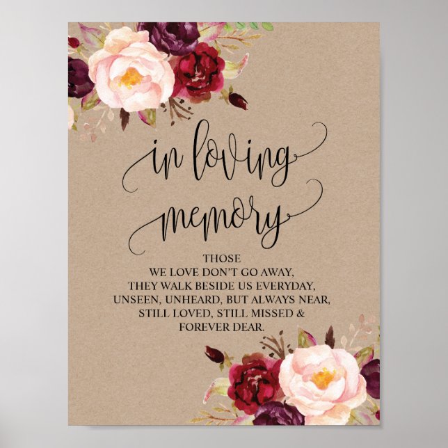 In loving memory Wedding Memorial Table Sign v12 (Front)