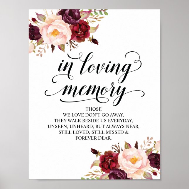 In loving memory Wedding Memorial Table Sign v13 (Front)