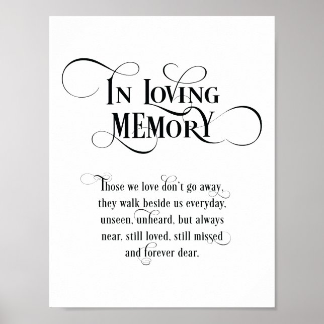 In loving memory Wedding Memorial Table Sign v2 (Front)