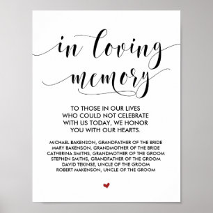 In loving memory Wedding Memorial Table Sign v20