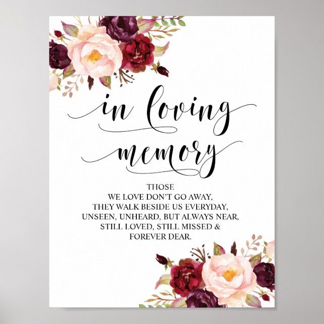 In loving memory Wedding Memorial Table Sign v21 (Front)