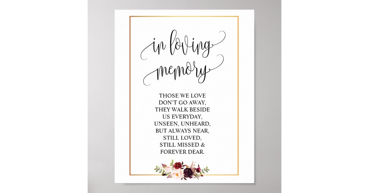 In Loving Memory Wedding Memorial Table Sign V3 Zazzle Com