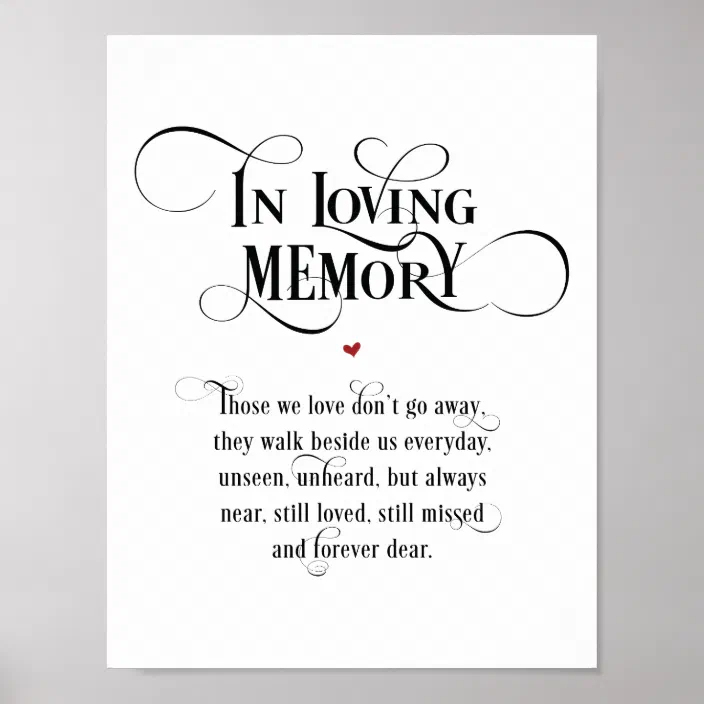 In Loving Memory Wedding Memorial Table Sign V3 Zazzle Com