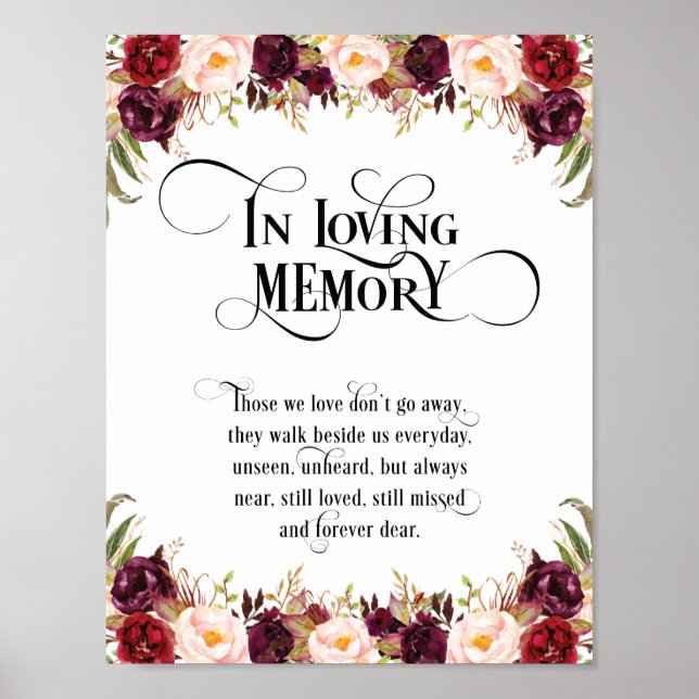 In loving memory Wedding Memorial Table Sign v6 (Front)