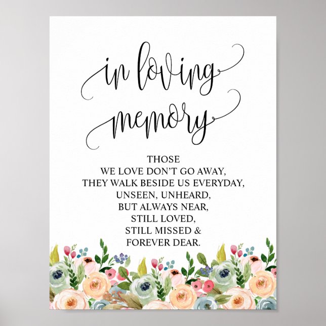 In loving memory Wedding Memorial Table Sign v6 (Front)