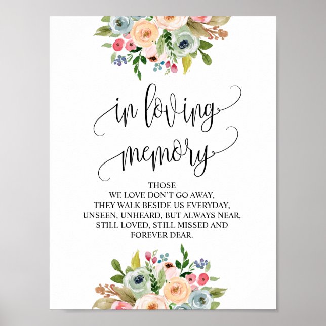 In loving memory Wedding Memorial Table Sign v9 (Front)
