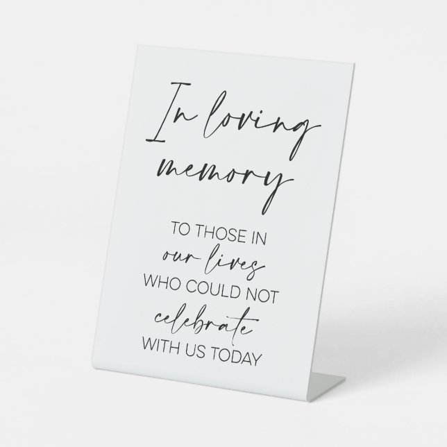 In Loving Memory Wedding Minimalist Style Pedestal Sign (Front)