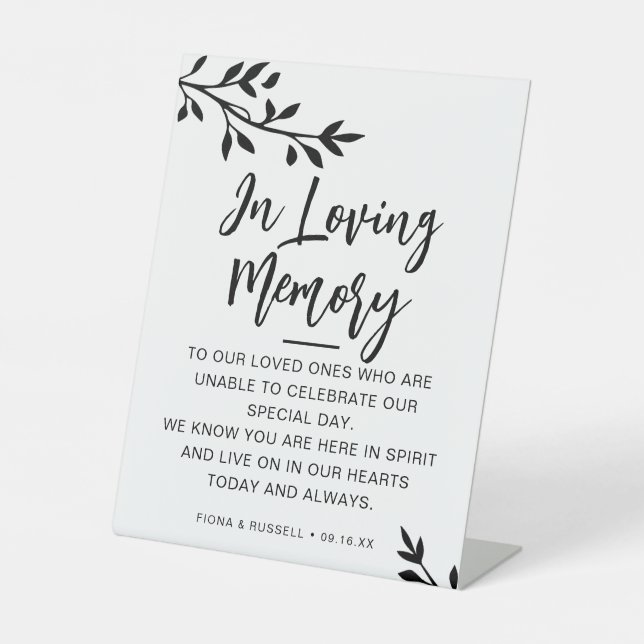 In Loving Memory Wedding Personalized Pedestal Sign (Front)