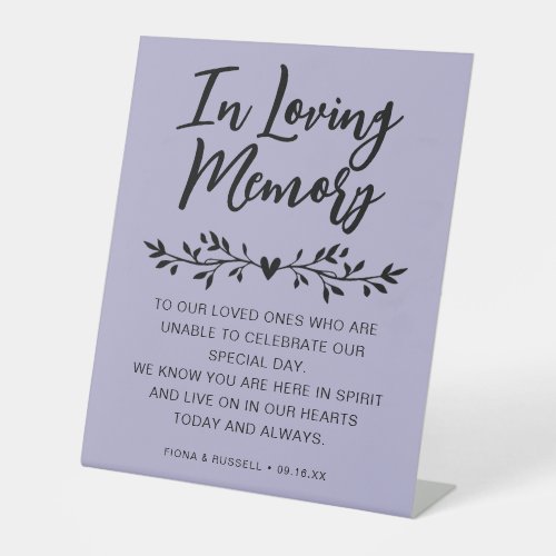 In Loving Memory Wedding Personalized Pedestal Sign