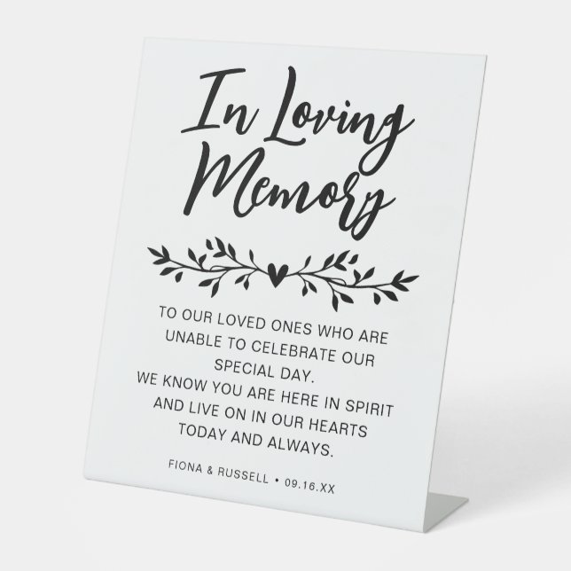 In Loving Memory Wedding Personalized Pedestal Sign (Front)