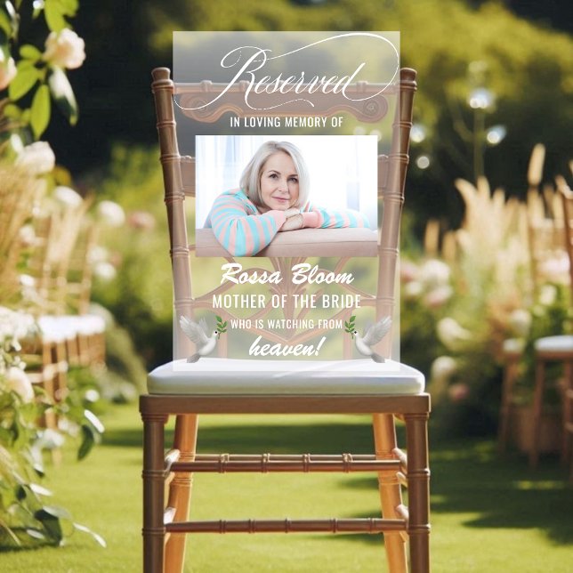 In Loving Memory Wedding Reserved Memorial Seat Acrylic Sign (In Loving Memory Wedding Reserved Memorial Seat Acrylic Sign)